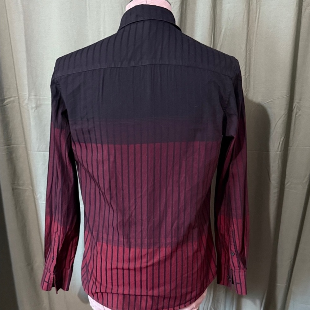 Alfani Black and Red Gradient Striped Shirt - Picture 2 of 3